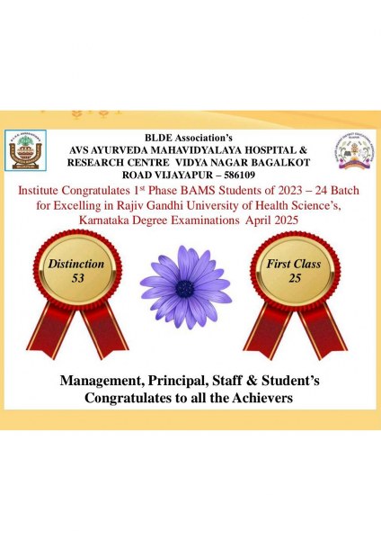 BLDEA Ayurvedha College, Vijayapura, Results 2025